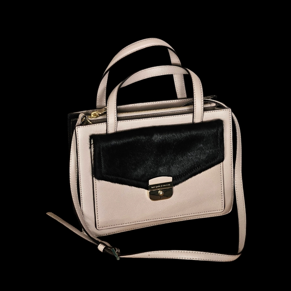 Kate Spade SMALL ZARINAH Hyde Place Leather/Calf Hair Handbag w/Crossbody strap
